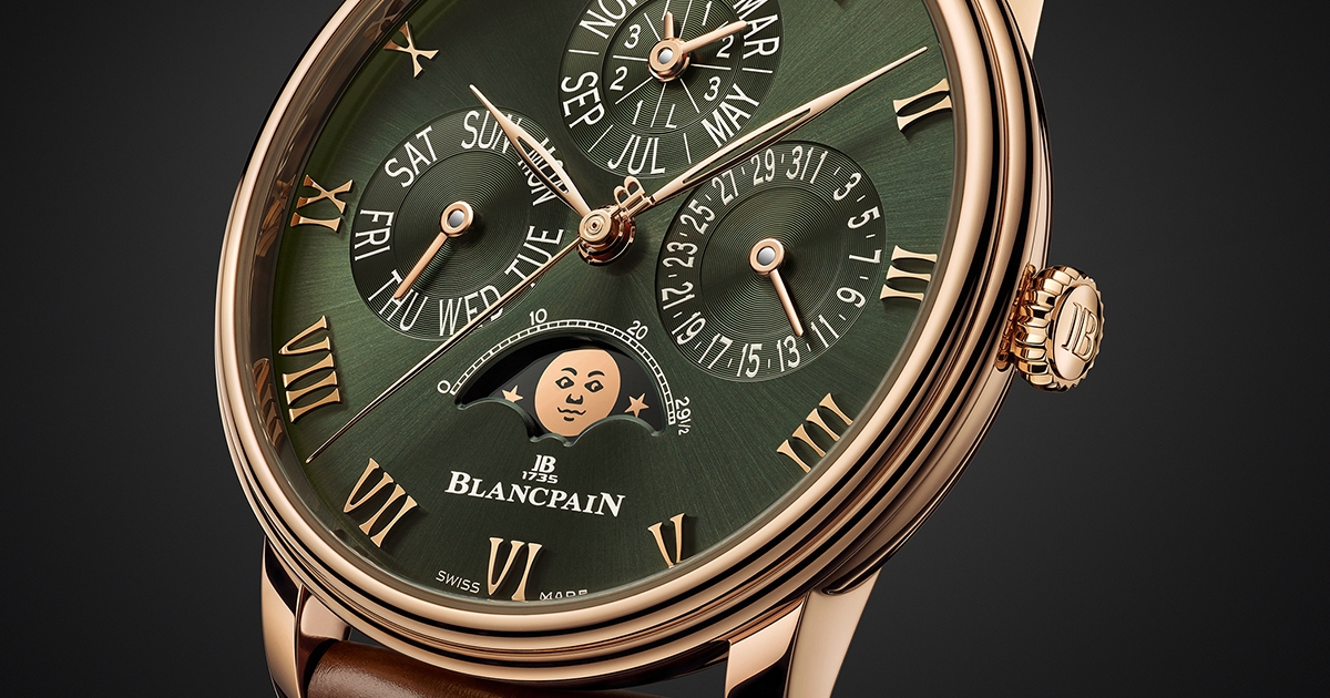 Blancpain Villeret Quantième Perpétuel 6656 3653 55B, Uhr mit grünem Zifferblatt