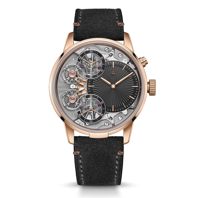 Armin Strom Mirrored Force Resonance in 18 Karat Roségold mit schwarzem Zifferblatt