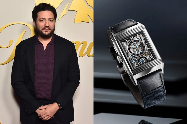 John Magaro mit dem Jaeger-LeCoultre Reverso Tribute Chronograph