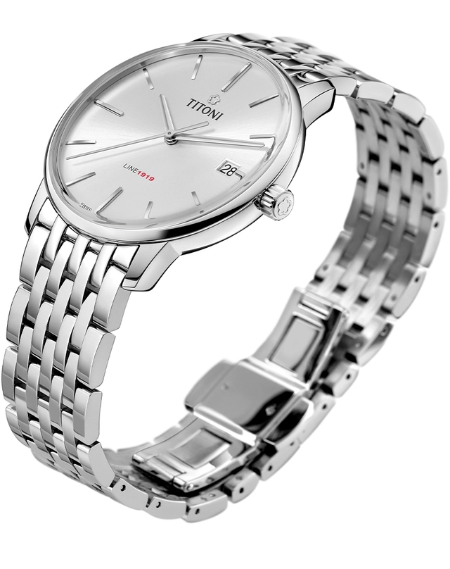 Titoni – Line 1919 Titoni – Line 1919, elegante Uhr mit silbernem Zifferblatt und Automatikwerk