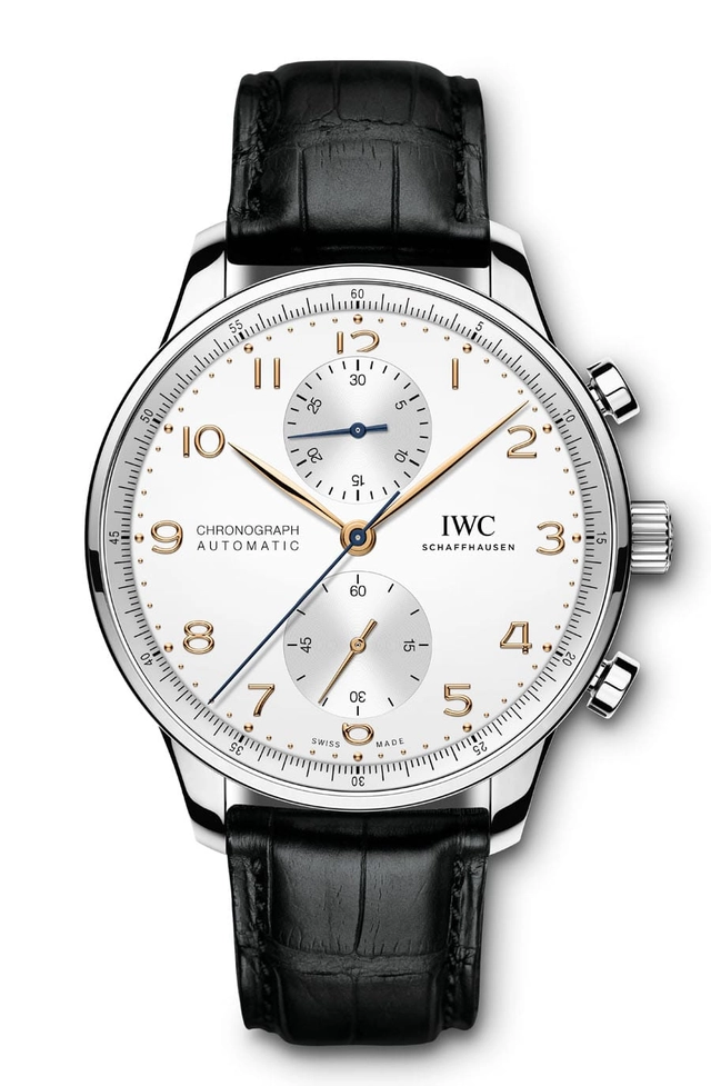 IWC: Portugieser Chronograph Referenz IW371604 in Edelstahl mit argentéfarbenem Zifferblatt