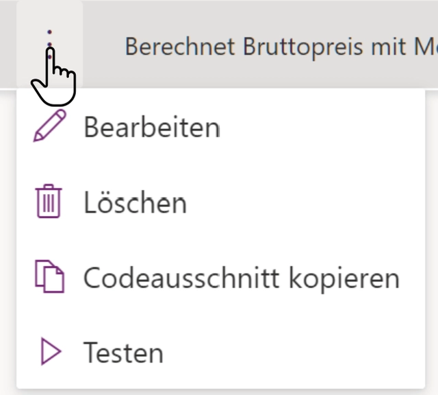 Das Drei-Punkte-Icon öffnet ein Drop-down-Menü (Bild 2)