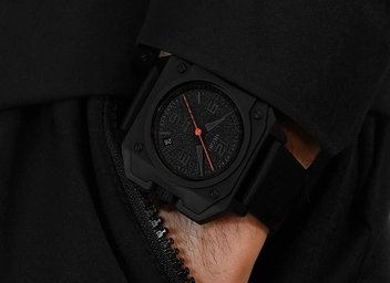 Hegid, schwarze monochrome Edelstahluhr