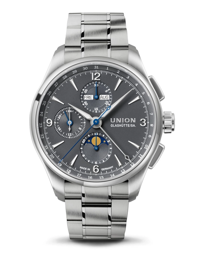 Union Glashütte Belisar Chronograph Mondphase Stahlband Soldat