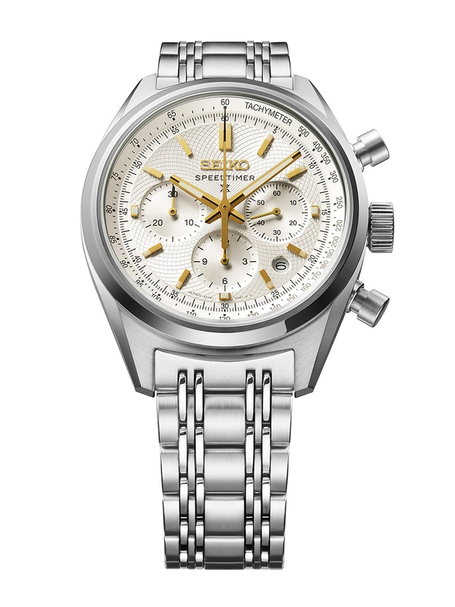 Seiko Speedtimer Mechanical Chronograph Seiko 145th Anniversary Limited Edition SRQ059, Frontansicht Edelstahluhr