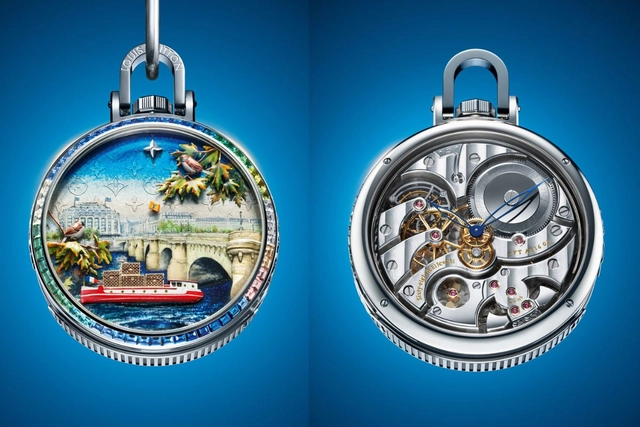 Front und Rückseite der Louis Vuitton „Escale au Pont-Neuf“-Taschenuhr