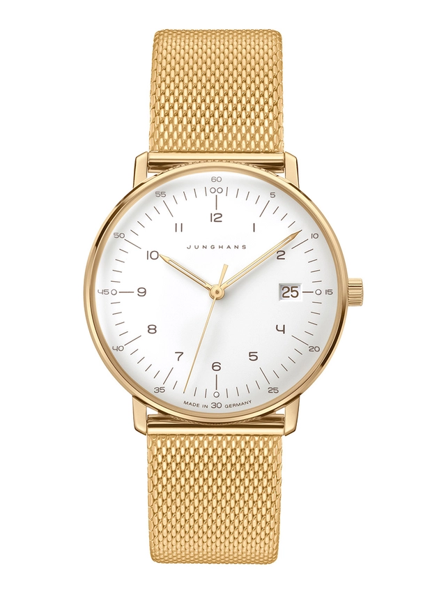 Junghans_max bill Damen 47_7452_46_RGB_front_13x18_low.jpg Junghans Max bill Damen 47_7452_46 mit gold-farbenem Gehäuse