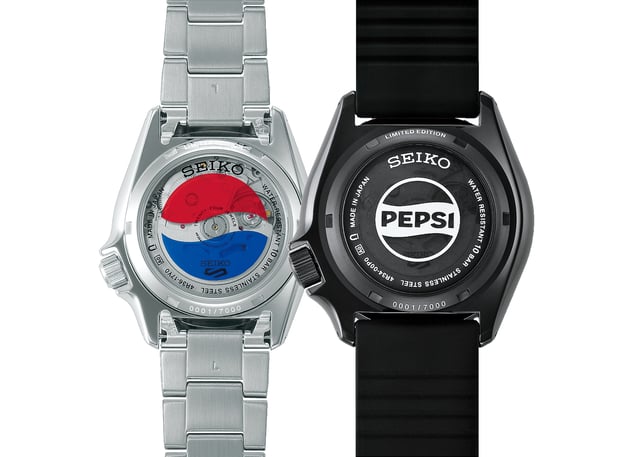 Seiko 5 Sports x Pepsi watches' casebacks