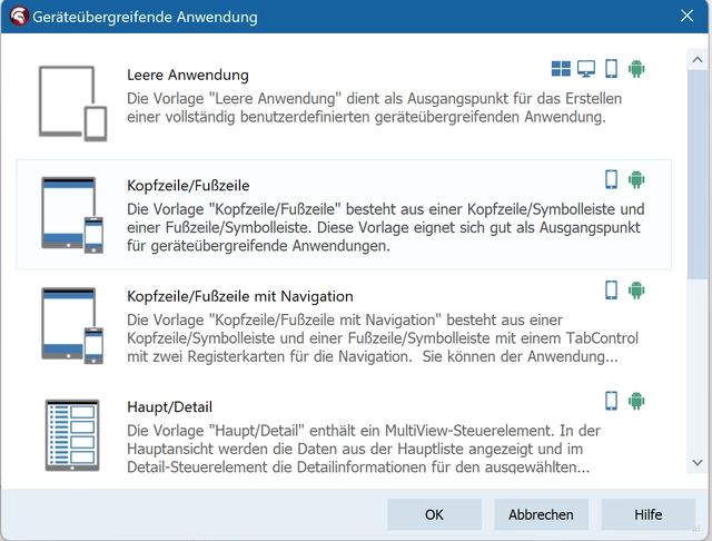 Ein neues Projekt für eine geräteübergreifende App anlegen (Bild 3)