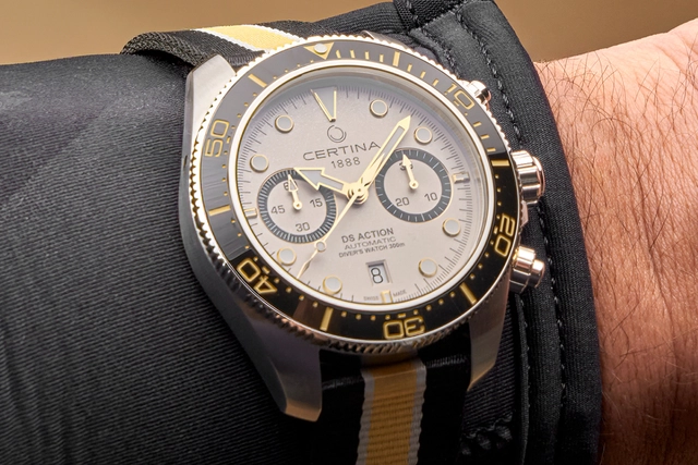 WatchTime-Certina-DSActionDiverChrono-Gold-Wrist.jpg Certina – DS Action Diver Chrono