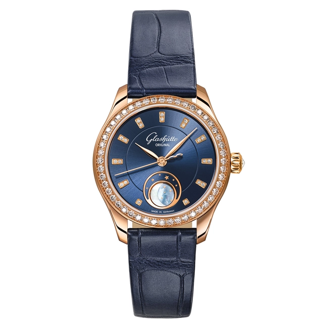 Glashütte Original Serenade Luna, Referenznummer 1-35-14-06-15-04 mit Lederband