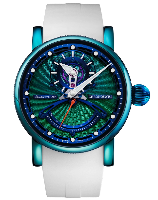 WatchTime-Chronoswiss-ReSecSnakeManufacture-Freisteller.jpg Chronoswiss – ReSec Snake Manufacture , Titanuhr mit weißem Band