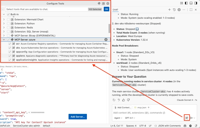 Tool-Auswahl für aktuellen Kontext in VS Code (Bild 3)