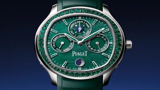 Piaget, Weißgolduhr mit ewigem Kalender und Edelsteinbesatz