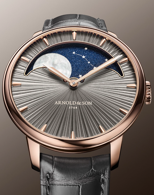 Arnold & Son – Perpetual Moon 41,5 Cliff Grey Edition, Uhr mit Mondphase aus Gold Arnold & Son – Perpetual Moon 41,5 Cliff Grey Edition, Uhr mit Mondphase und grauem Zifferblatt