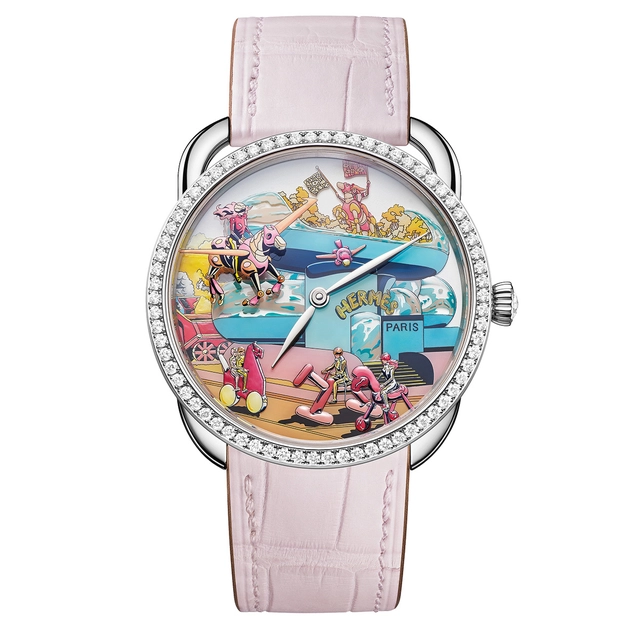 Arceau Hermès Locomotion, Uhr mit buntem Zifferblatt Arceau Hermès Locomotion, Uhr mit buntem Zifferblatt