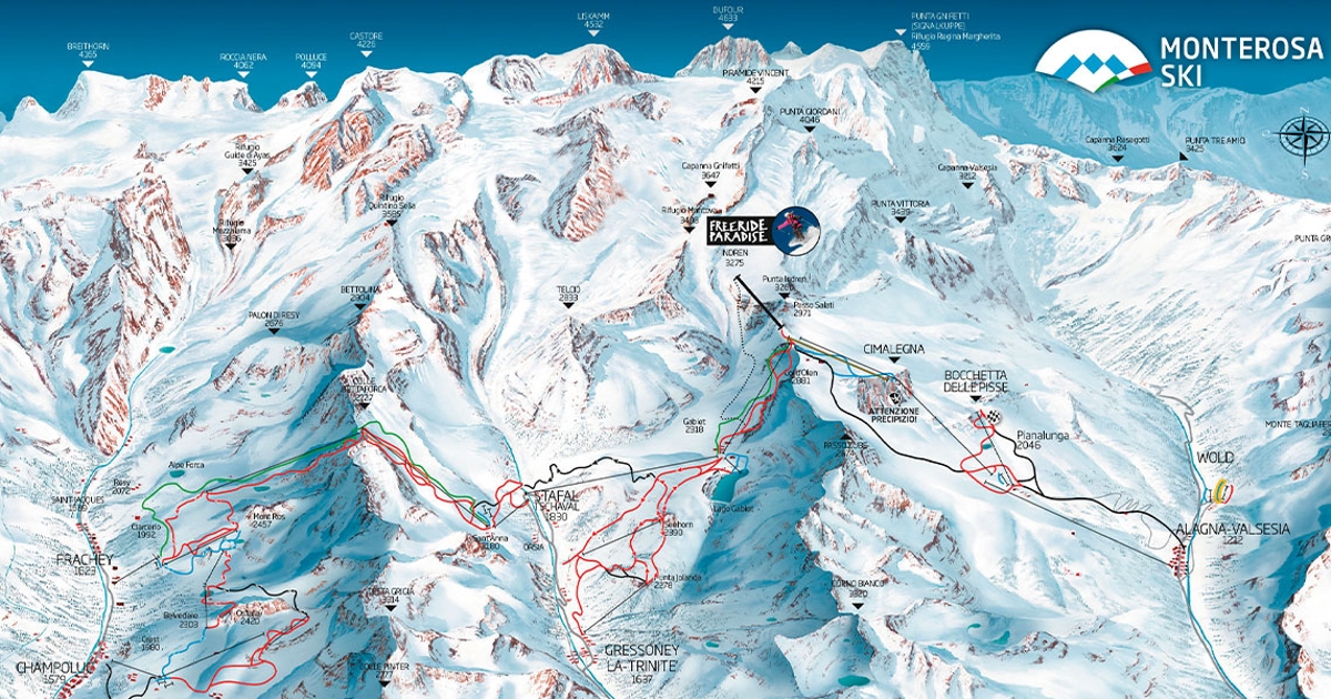 Pistenplan Monterosa Ski.