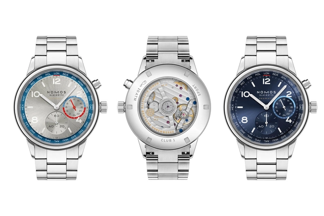 Nomos Glashütte: Club Sport neomatik Worldtimer in Silber und Blau mit Kaliber DUW 3202