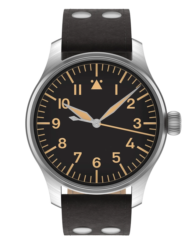 Stowa Flieger Vintage 40 Baumuster A ohne Logo und Datum mit schwarzem Lederband