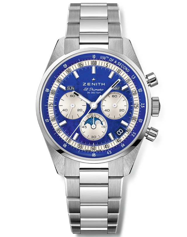 WatchTime-Zenith-ChronomasterOriginalTripleCalendarLapislazuli-Metallband.jpg Zenith – Chronomaster Original Triple Calendar Lapislazuli, Automatik-Chronograph am Edelstahlband