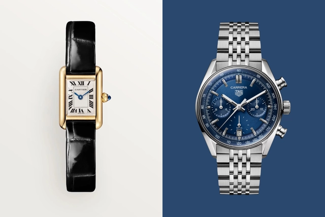 Front der Cartier Tank und TAG Heuer Carrera
