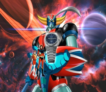 Tissot Uhr PRX UFO Robot Grendizer vor Manga-Zeichnung