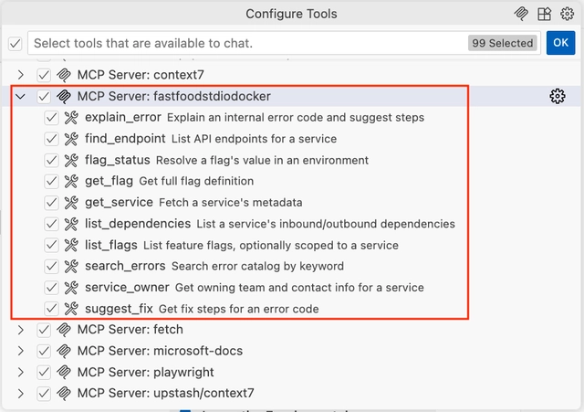 Tool-Listing in VS Code (Bild 1)