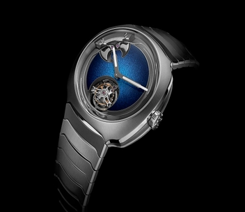 Ansicht der H. Moser & Cie Streamliner Concept Minute Repeater Tourbillon Blue Enamel