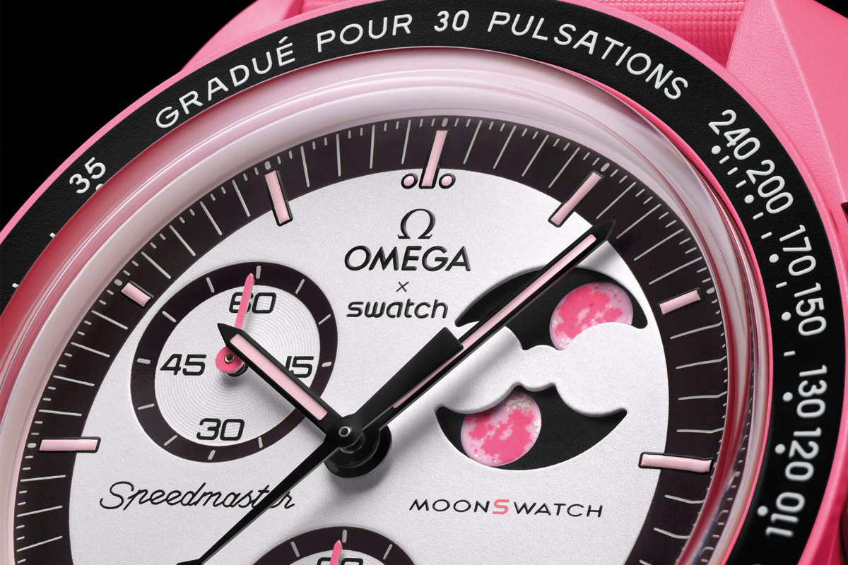 時計 JOJI MISSION TO THE PINK MOONPHASE MoonSwatch Mission to the Pink Moonphase: Hommage an den