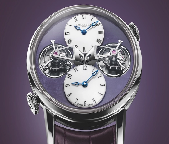 Zifferblatt der Arnold & Son Double Tourbillon White Gold