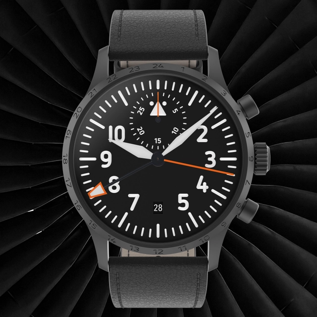 Stowa Flieger Verus GMT Chrono Black Forest Limited Front