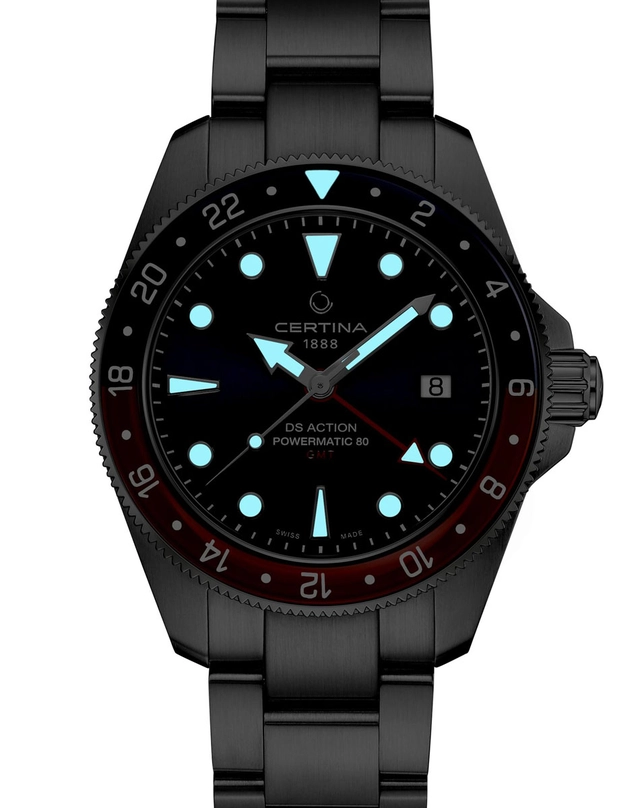 Certina: DS Action GMT Powermatic 80 bei Dunkelheit