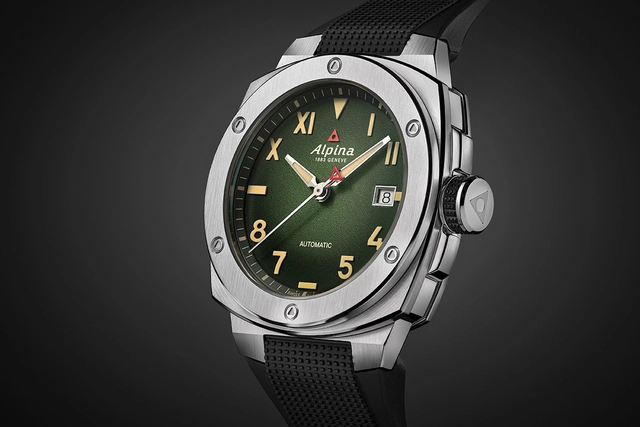 Alpina Alpiner Extreme Automatic California Dial, Uhr mit grünem Zifferblatt von der Seite