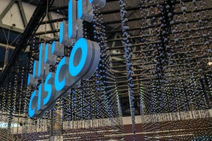 Cisco logo sign at MWC19 in Barcelona, Spain