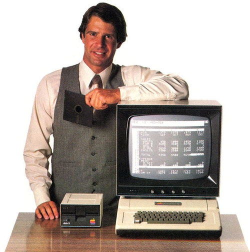 A VisiCalc user with an Apple II. Accountants feared VisiCalc, the first spreadsheet software, would take their jobs. (Photo: Dave Winer, CC BY-SA 2.0)