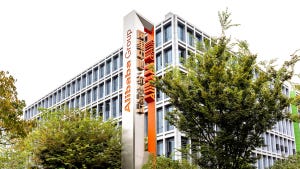 Alibaba logo on a building.