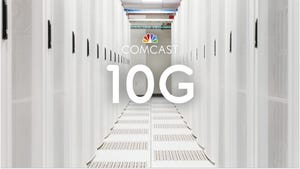 Comcast 10G image showing racks of equipment in a data center