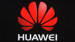 Huawei logo on a black background