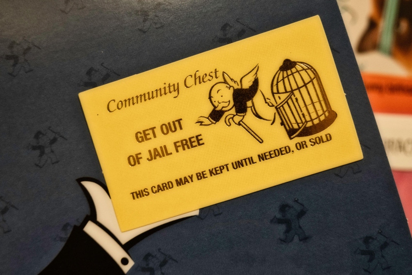 Get out of Jail Free Community Chest Card , Monopoly Board Game