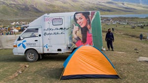 Telenor van in the Pakistani countryside