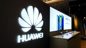 Huawei logo at trade fair
