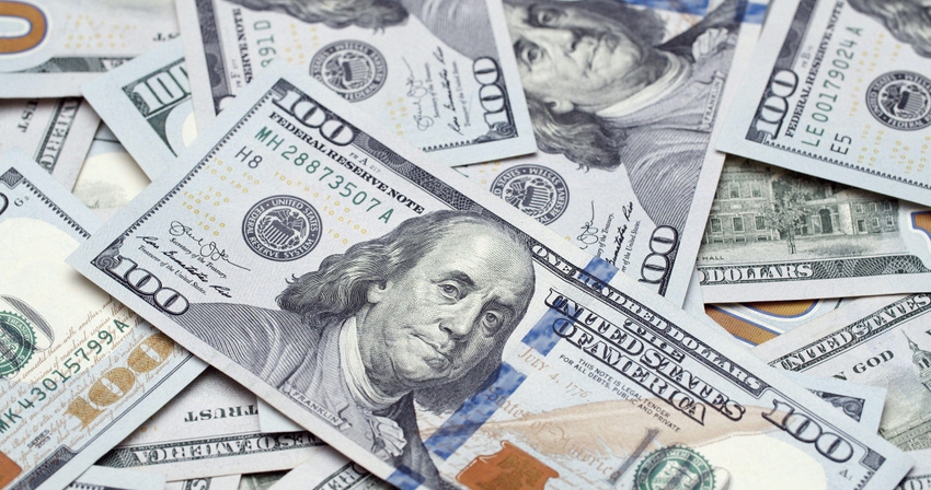 Closeup of hundred dollar bills