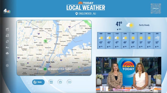 (Source: NBCU) NBC Today Weather page delivered on an ATSC 3.0 signal. 