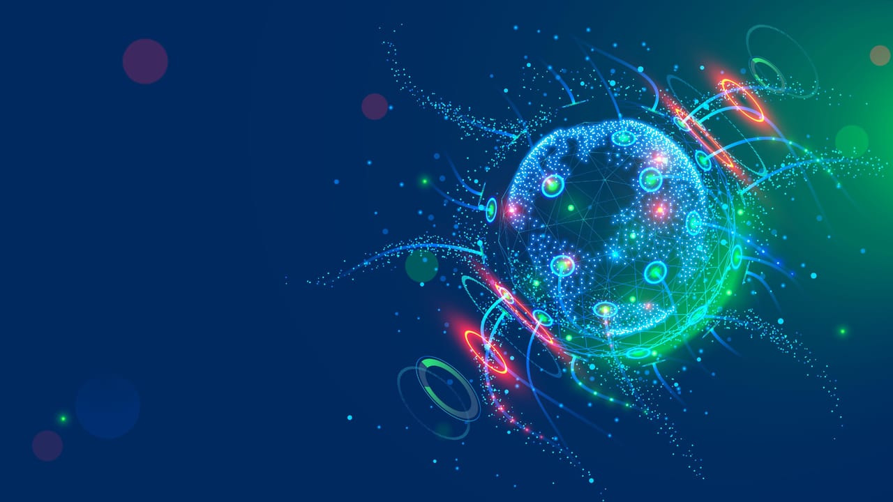 Global satellite Internet abstract illustration with Earth in space