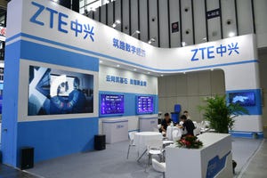 ZTE exhibition area at a trade show