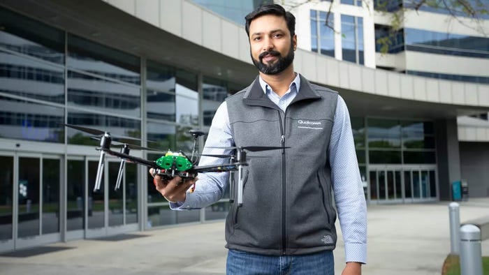 Droning on: Qualcomm says this drone funs on the world's first 5G AI drone platform. (Source: Qualcomm)