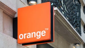 Orange company logo sign