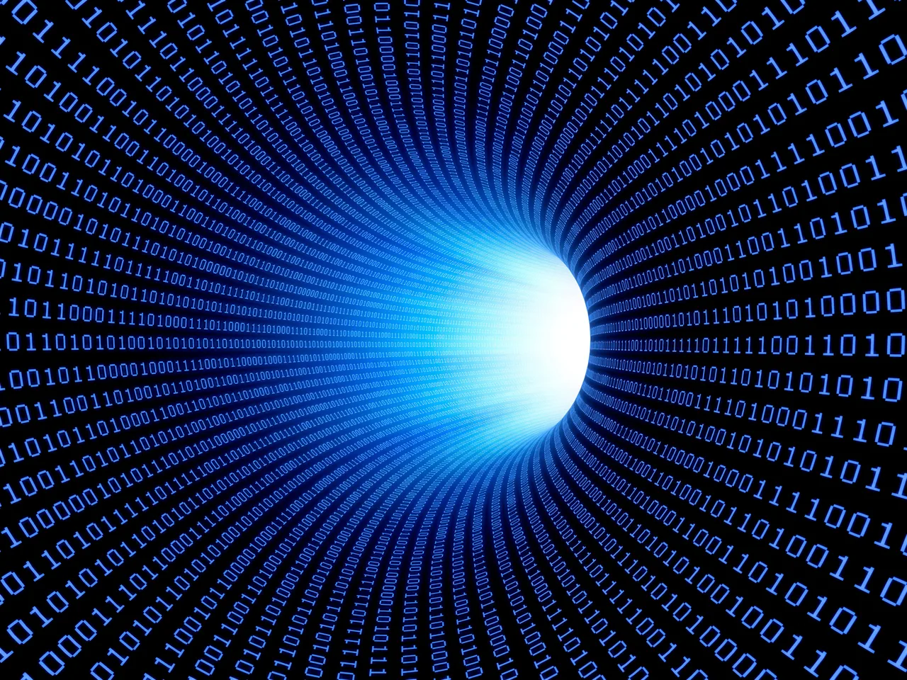Conceptual art of ones and zeroes flowing down a data stream or pipe Conceptual art of ones and zeroes flowing down a data stream or pipe