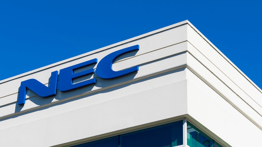 NEC logo on building