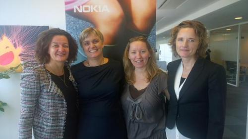 (From left) Merete Hillmann, Head of Services Marketing at Nokia Networks; Jane Rygaard, Nokia's Head of ACS and Partner marketing; Louise Suhr, Head of Customer Team TT Network at Nokia; and Lise Karstensen, country head of Denmark for Networks at Nokia pose for a pic at the vendor's local 5G event, where, Rygaard says, the women actually outnumbered the men.